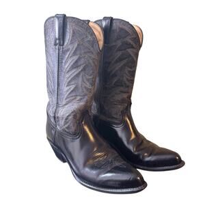 Durango DB400 Men's US 10.5 Black Leather Embroidered Western Cowboy Boots